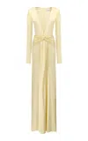 The New Arrivals Ilkyaz Ozel Azure Plunging Gown In Yellow