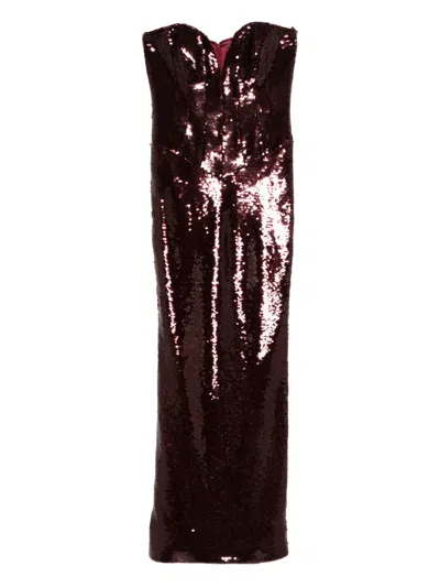 The New Arrivals Ilkyaz Ozel Azzura Strapless Dress In Burgundy