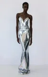 The New Arrivals Ilkyaz Ozel Azzurra Infini Corseted Dress In Silver