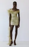 The New Arrivals Ilkyaz Ozel Bibi Riviera Gathered Mini Dress In Green