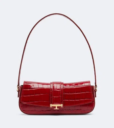 The New Arrivals Ilkyaz Ozel Bodrum Croc-effect Leather Shoulder Bag In Red