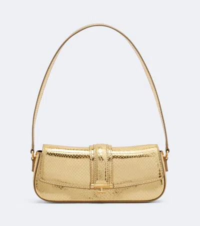 The New Arrivals Ilkyaz Ozel Bodrum Metallic Leather Shoulder Bag In Gold