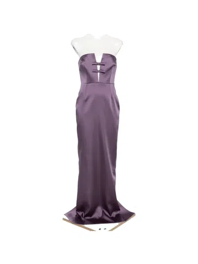 The New Arrivals Ilkyaz Ozel Bow-detail Strapless Maxi Dress In Purple