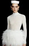 The New Arrivals Ilkyaz Ozel Camille Ostrich Feathered Skirt In White