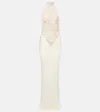 The New Arrivals Ilkyaz Ozel Cass Embroidered Ruched Halterneck Gown