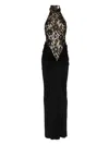 The New Arrivals Ilkyaz Ozel Cass Ruched Lace-jersey Maxi Dress In Schwarz