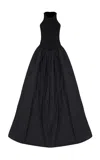 The New Arrivals Ilkyaz Ozel Cate Jersey-silk Combo Gown In Black