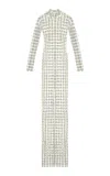 The New Arrivals Ilkyaz Ozel Catroux Crystal-embellished Mesh Maxi Dress In Silver