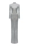 The New Arrivals Ilkyaz Ozel Catroux Metallic Gown In Silver