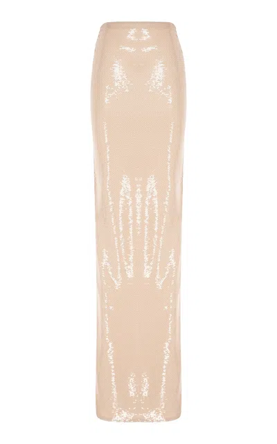 The New Arrivals Ilkyaz Ozel Catroux Sequined Maxi Skirt In Pink