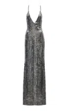 The New Arrivals Ilkyaz Ozel Claudie Embellished Gown In Silver
