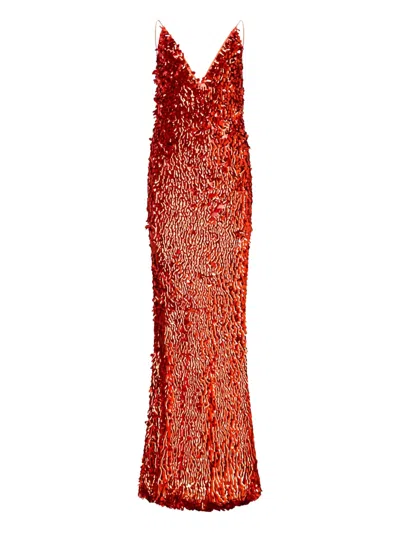 The New Arrivals Ilkyaz Ozel Claudie Sequin Maxi Dress In Red