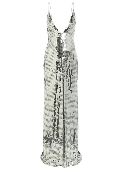 The New Arrivals Ilkyaz Ozel Claudie Sequin-embellished Maxi Dress In Metallic