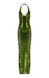The New Arrivals Ilkyaz Ozel Coralie Sequined Maxi Dress In Green