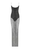 The New Arrivals Ilkyaz Ozel Costes Crystal-embellished Mesh Maxi Dress In Silver