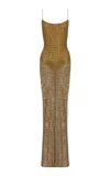 The New Arrivals Ilkyaz Ozel Costes Embellished Knit Maxi Dress In Gold