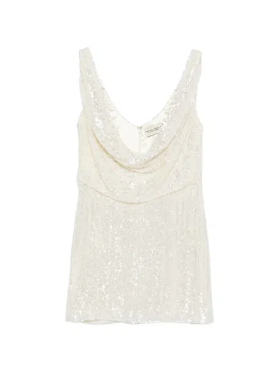 The New Arrivals Ilkyaz Ozel Cowl-neck Mini Dress In White