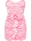 The New Arrivals Ilkyaz Ozel Crystal-embellished Ruched Minidress In Pink