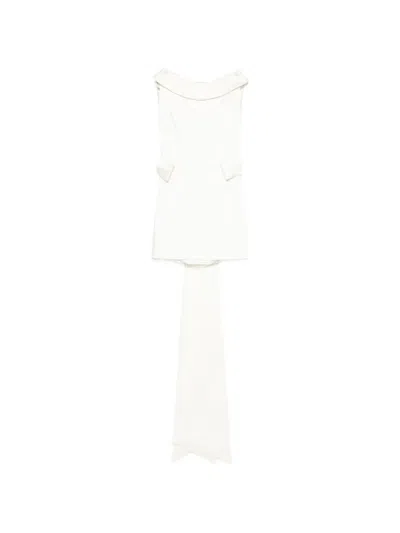 The New Arrivals Ilkyaz Ozel Daphne Bow-detail Train Mini Dress In White