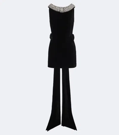 The New Arrivals Ilkyaz Ozel Daphne Embellished Velvet Minidress In Black