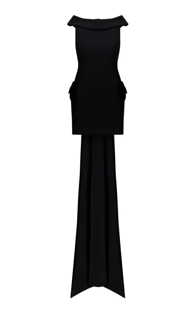 The New Arrivals Ilkyaz Ozel Daphne Train-detailed Mini Dress In Black