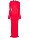 The New Arrivals Ilkyaz Ozel Darja Ruched High-neck Gown In Rot