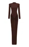 The New Arrivals Ilkyaz Ozel Darja Ruched Gown In Brown