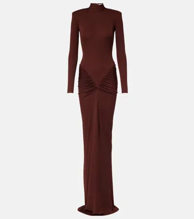The New Arrivals Ilkyaz Ozel Darja Ruched Gown In Brown