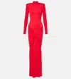 The New Arrivals Ilkyaz Ozel Darja Ruched High-neck Gown In Red