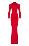 The New Arrivals Ilkyaz Ozel Darja Ruched Jersey Maxi Dress In Red