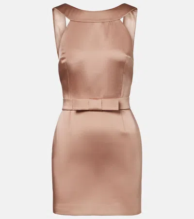 The New Arrivals Ilkyaz Ozel Delphine Bow-detail Satin Minidress In Brown
