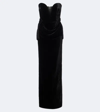 The New Arrivals Ilkyaz Ozel Delphis Velvet Bustier Gown In Black