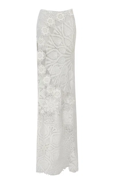 The New Arrivals Ilkyaz Ozel Demeter Lace Cotton Maxi Skirt In White