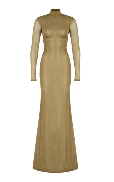 The New Arrivals Ilkyaz Ozel Donyale Sablé Maxi Dress In Gold