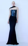 The New Arrivals Ilkyaz Ozel Edda Contrast Corset Evening Gown In Black