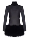 The New Arrivals Ilkyaz Ozel Elly In Mystere Feather-trimmed Mini Dress In Black
