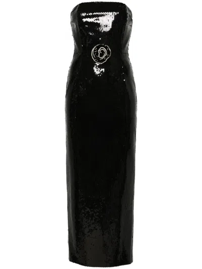 The New Arrivals Ilkyaz Ozel Estelle Sequin-embellished Maxi Dress In Black