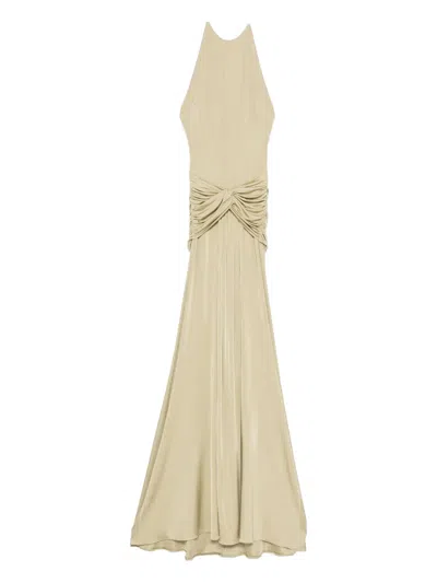 The New Arrivals Ilkyaz Ozel Euphorie Gathered-detail Gown In Neutral