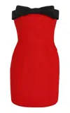 The New Arrivals Ilkyaz Ozel Exclusive Eléa Bow-detailed Crepe Strapless Mini Dress In Red