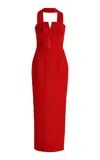 The New Arrivals Ilkyaz Ozel Exclusive Holly Crepe Maxi Halter Dress In Red