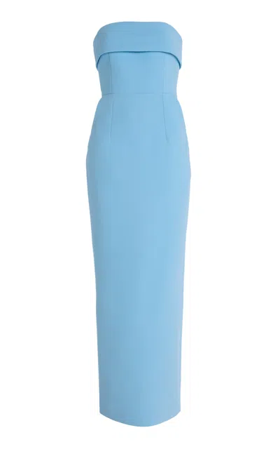 The New Arrivals Ilkyaz Ozel Exclusive Rhea Satin Maxi Dress In Blue