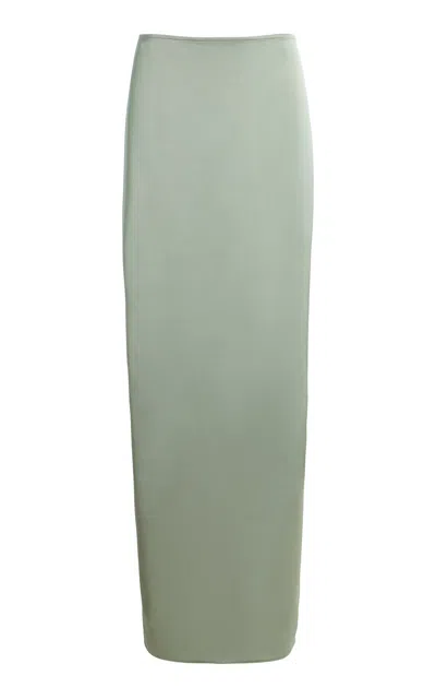 The New Arrivals Ilkyaz Ozel Exclusive Satin Maxi Skirt In Green