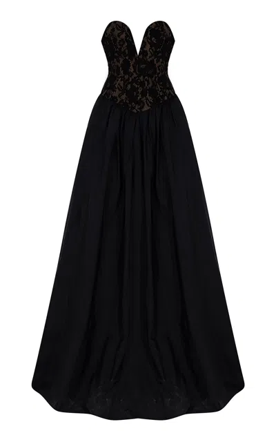 The New Arrivals Ilkyaz Ozel Farana Lace-silk Ball Gown In Black