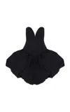 The New Arrivals Ilkyaz Ozel Farana Silk Bubble Mini Dress In Black