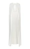 The New Arrivals Ilkyaz Ozel Fiji Aspen White Silk Cape Dress