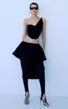 The New Arrivals Ilkyaz Ozel Fold Draped One-shoulder Top In Black