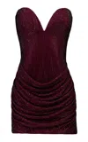 The New Arrivals Ilkyaz Ozel Gemma Strapless Mini Dress In Burgundy