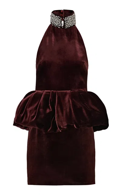 The New Arrivals Ilkyaz Ozel Hemingway Budapest 1930 Mini Peplum Dress In Brown