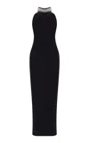 The New Arrivals Ilkyaz Ozel Hemingway Crystal-embellished Silk Maxi Dress In Black