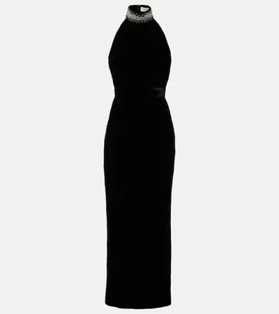 The New Arrivals Ilkyaz Ozel Hemingway Halterneck Silk Maxi Dress In Imperial Noir